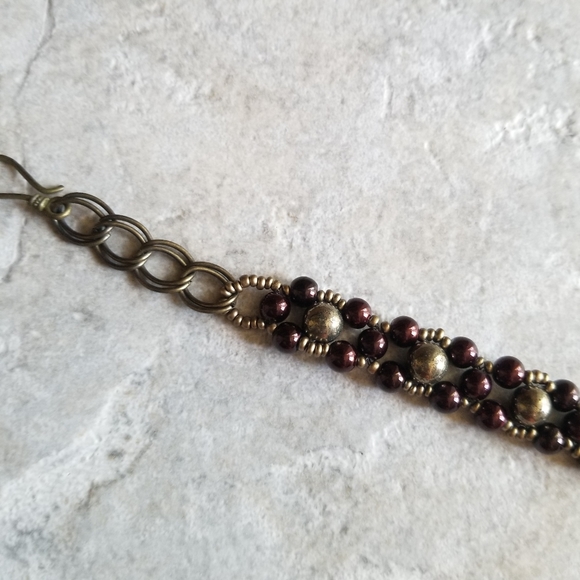 New intricate handmade Pyrite gemstone beaded bracelet - Picture 3 of 4